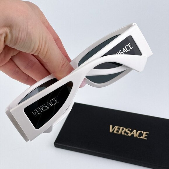 Versace VE4482 314/87 BRAND NEW Sunglasses White Dark Grey Rectangular Unisex - Picture 5 of 11